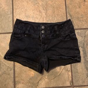 Black stretchy jean shorts